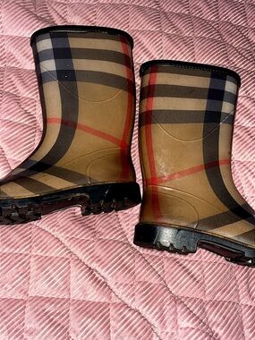 Burberry Authentic Classic Plaid Rain Boots - Tan, Black, Red, & brown